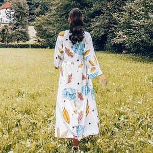 Cupshe Long Sleeve Leaf Summer Dress